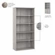 Pemberly Row Set of 2 Tall 5-Shelf Bookcases in Platinum Gray - Engineered Wood