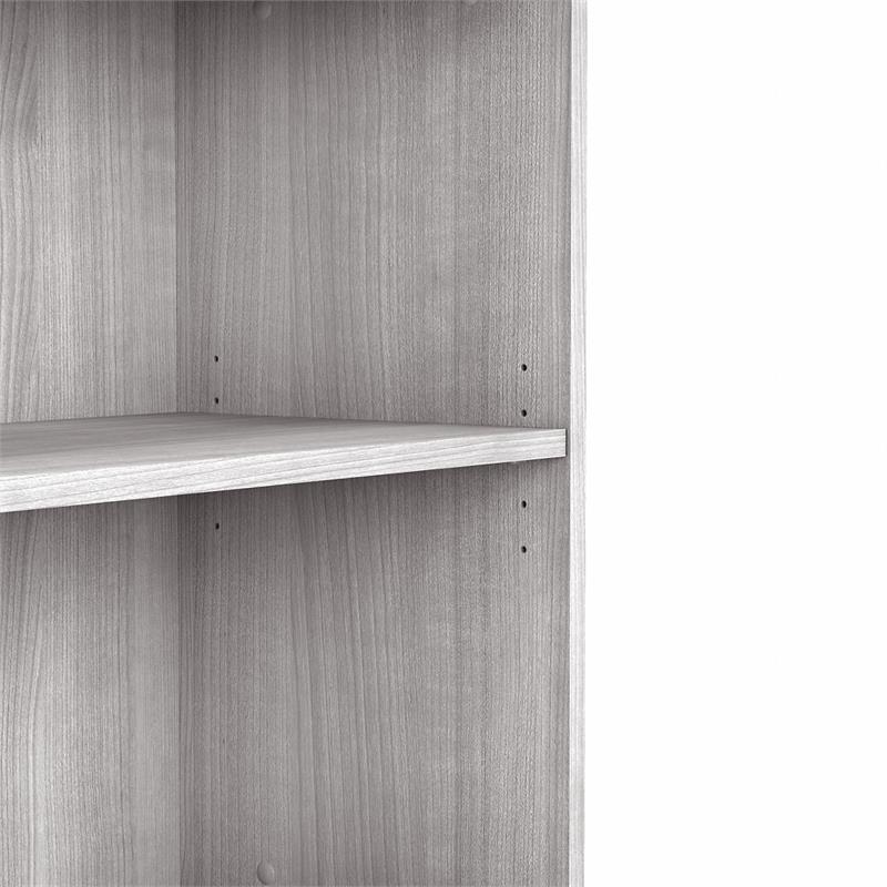 Pemberly Row Set of 2 Tall 5-Shelf Bookcases in Platinum Gray - Engineered Wood
