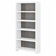 Pemberly Row Set of 2 5-Shelf Bookcases in Pure White and Modern Gray