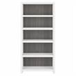 Pemberly Row Set of 2 5-Shelf Bookcases in Pure White and Modern Gray