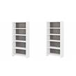 Pemberly Row Set of 2 5-Shelf Bookcases in Pure White and Modern Gray