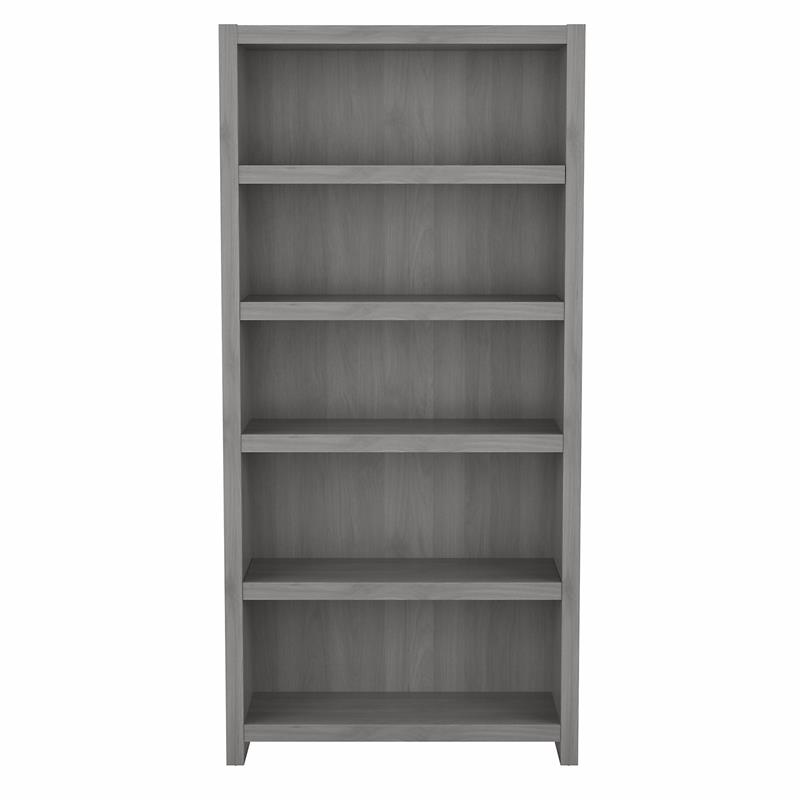 Pemberly Row Set of 2 5-Shelf Bookcases in Modern Gray - Engineered Wood
