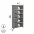 Pemberly Row Set of 2 5-Shelf Bookcases in Modern Gray - Engineered Wood