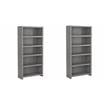 Pemberly Row Set of 2 5-Shelf Bookcases in Modern Gray - Engineered Wood