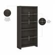 Pemberly Row Set of 2 5-Shelf Bookcases in Charcoal Maple - Engineered Wood
