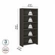 Pemberly Row Set of 2 5-Shelf Bookcases in Charcoal Maple - Engineered Wood