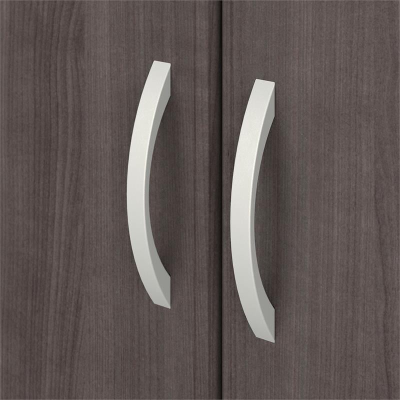 Pemberly Row Set of 2 Tall 5-Shelf Bookcases with Doors in Storm Gray