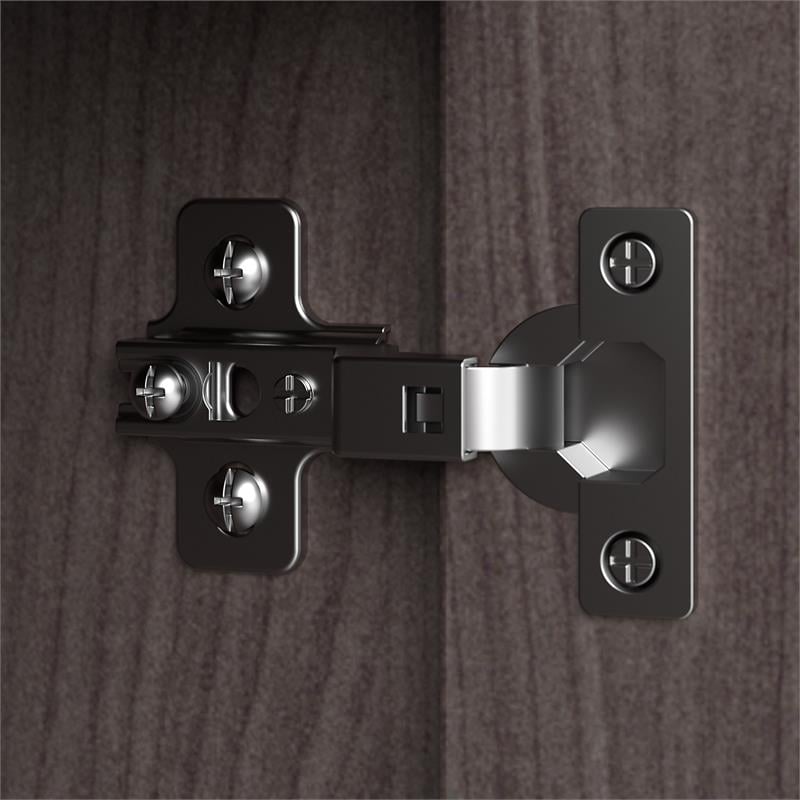 Pemberly Row Set of 2 Tall 5-Shelf Bookcases with Doors in Storm Gray