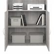 Pemberly Row Set of 2 Tall 5-Shelf Bookcases with Doors in Platinum Gray