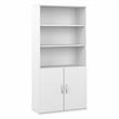 Pemberly Row Set of 2 Tall 5-Shelf Bookcases with Doors in White