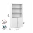 Pemberly Row Set of 2 Tall 5-Shelf Bookcases with Doors in White