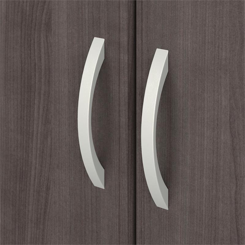 Pemberly Row Set of 2 Tall 5-Shelf Bookcases with Doors in Storm Gray