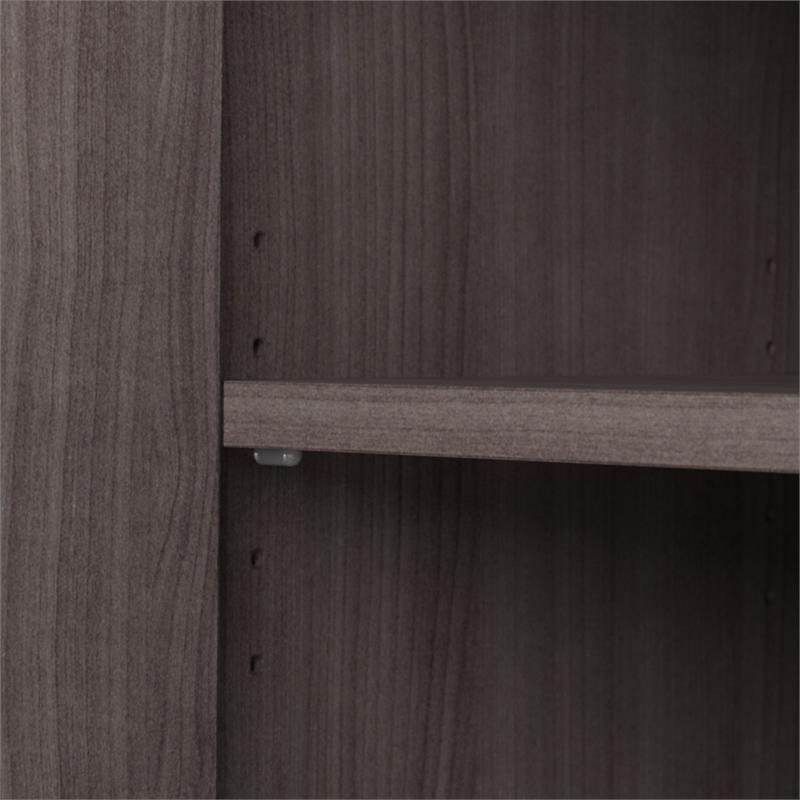 Pemberly Row Set of 2 Tall 5-Shelf Bookcases with Doors in Storm Gray