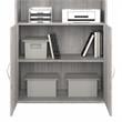 Pemberly Row Set of 2 Tall 5-Shelf Bookcases with Doors in Platinum Gray