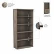 Pemberly Row Set of 2 Tall 5-Shelf Bookcases with Doors in Modern Hickory