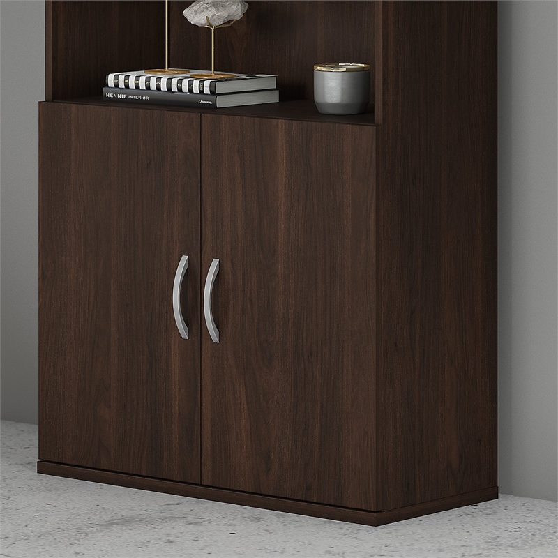 Pemberly Row Set of 2 Bookcases Door Kit in Black Walnut - Engineered Wood