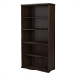 Pemberly Row Set of 2 Tall 5-Shelf Bookcases in Black Walnut - Engineered Wood