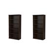 Pemberly Row Set of 2 Tall 5-Shelf Bookcases in Black Walnut - Engineered Wood