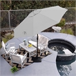 Pemberly Row Contemporary 9' Tilt Crank Lift Patio Umbrella in Natural