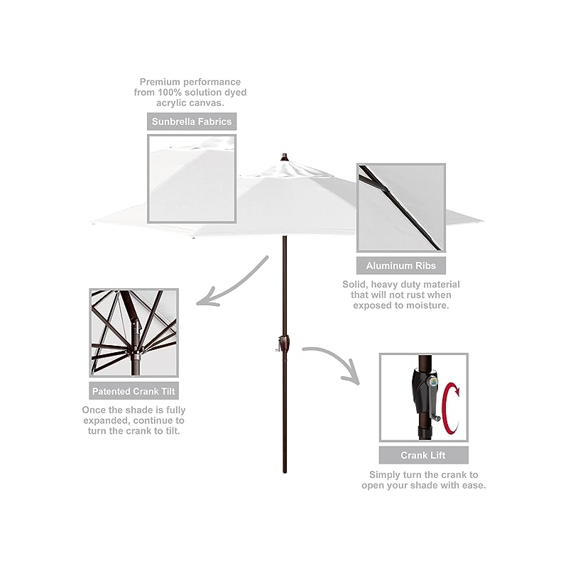 Pemberly Row Contemporary 9' Tilt Crank Lift Patio Umbrella in Natural