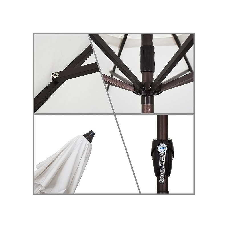 Pemberly Row Contemporary 9' Tilt Crank Lift Patio Umbrella in Natural