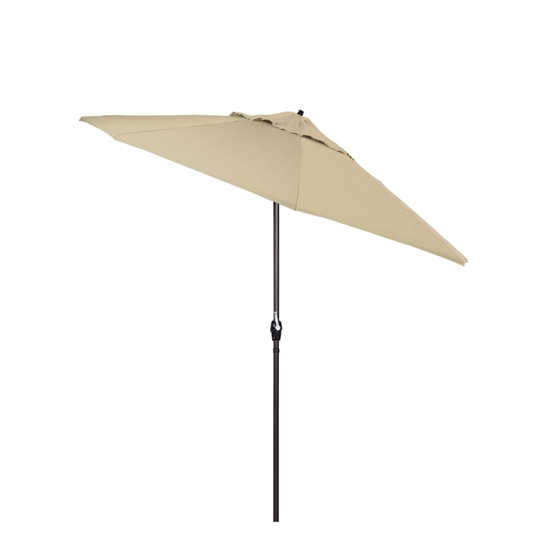 Pemberly Row Contemporary 9' Tilt Crank Lift Patio Umbrella in Beige