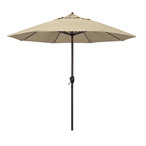 Pemberly Row Contemporary 9' Tilt Crank Lift Patio Umbrella in Beige