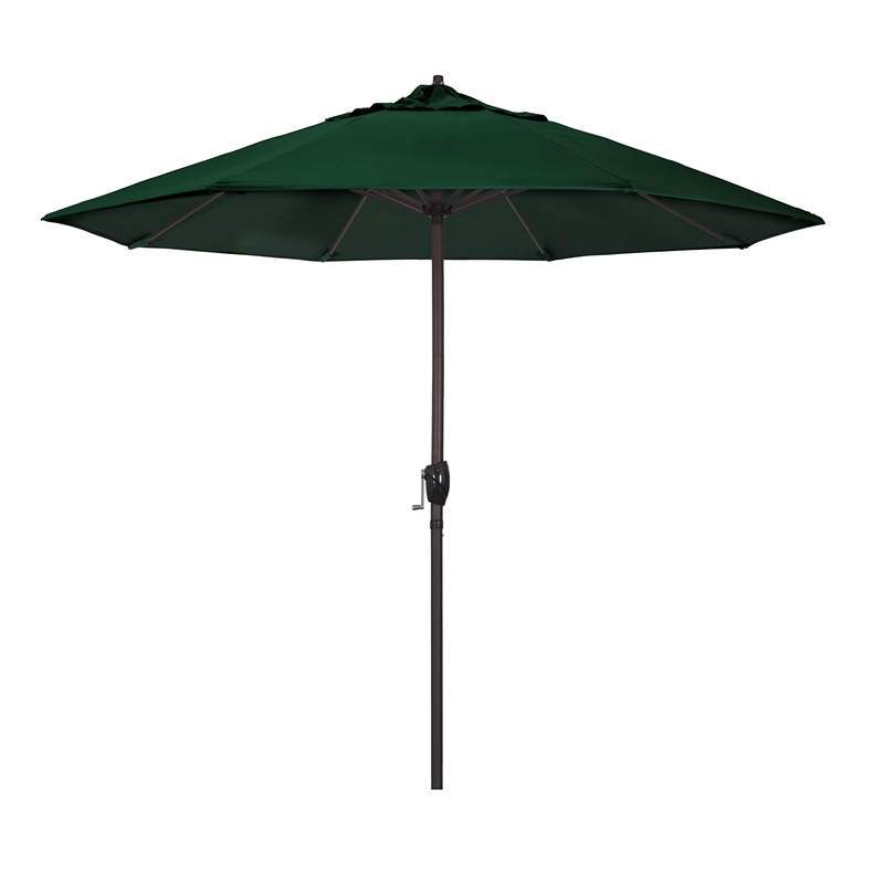 Pemberly Row 9' Tilt Crank Lift Patio Umbrella in Hunter Green