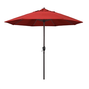 Pemberly Row Contemporary 9' Tilt Crank Lift Patio Umbrella in Red