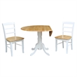 Pemberly Row 3 Piece Dual Drop Wood Dining Set in White/Natural