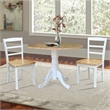 Pemberly Row 3 Piece Dual Drop Wood Dining Set in White/Natural