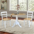 Pemberly Row 3 Piece Dual Drop Wood Dining Set in White/Natural