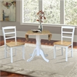 Pemberly Row 3 Piece Dual Drop Wood Dining Set in White/Natural