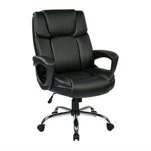 pemberly row executive bonded leather big mans chair padded loop arms in black
