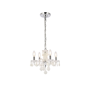 Pemberly Row Modern 15&quot 4 Light Royal Crystal Chandelier in White