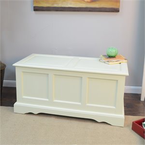 Pemberly Row Contemporary Blanket Chest in Antique White Finish