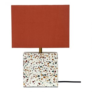 pemberly row 1-light square marble table lamp in multi-color