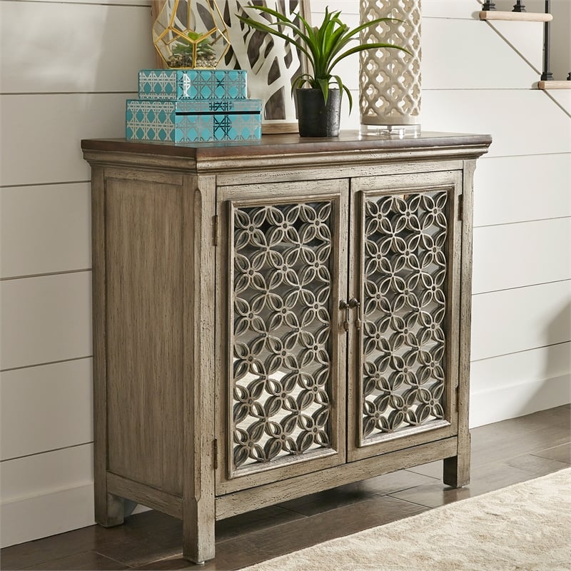 Pemberly Row Contemporary Multi 2 Door Accent Cabinet in Gray