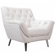 Pemberly Row Modern Tufted Italian Leather Accent Chair in White