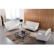 Pemberly Row Modern Tufted Italian Leather Accent Chair in White