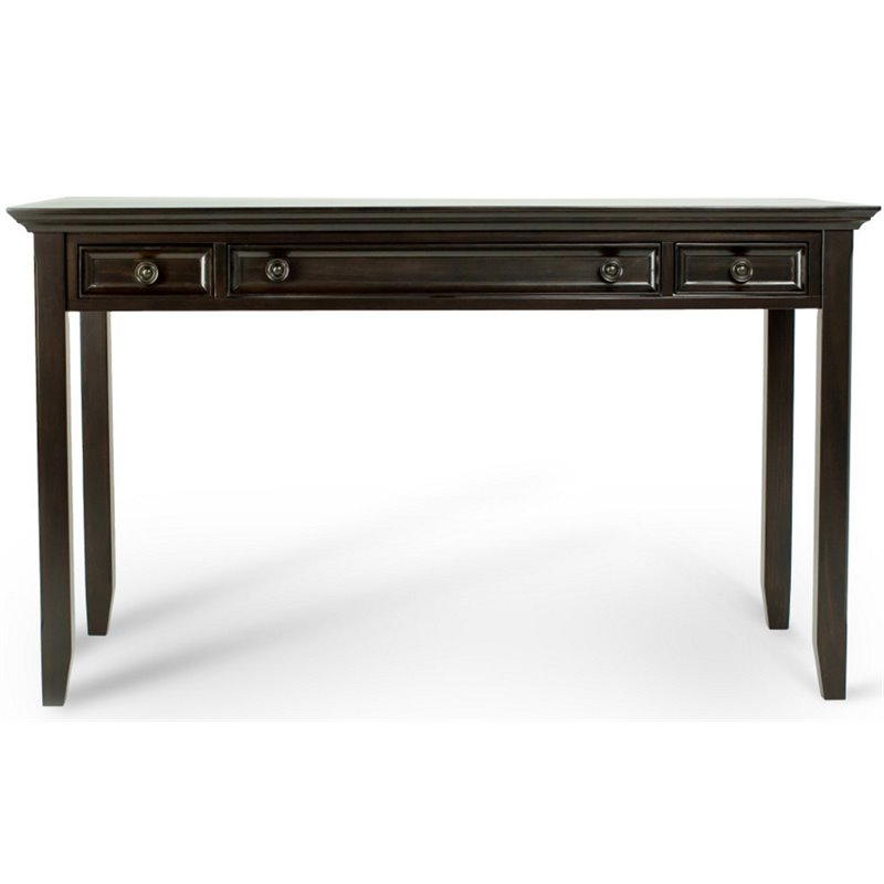 Pemberly Row Contemporary Solid Wood Desk in Hickory Brown Finish