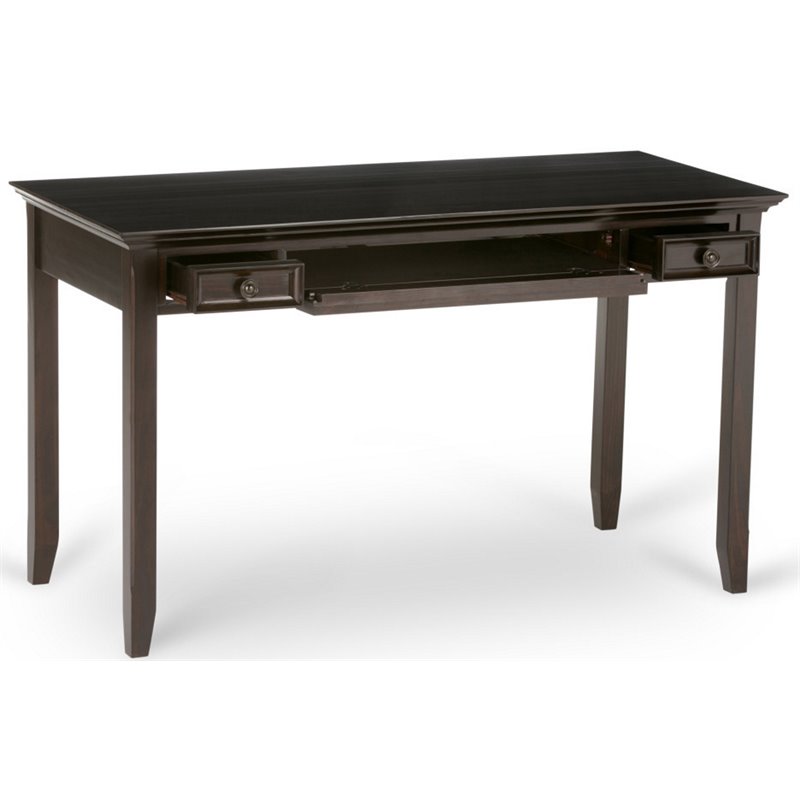 Pemberly Row Contemporary Solid Wood Desk in Hickory Brown Finish