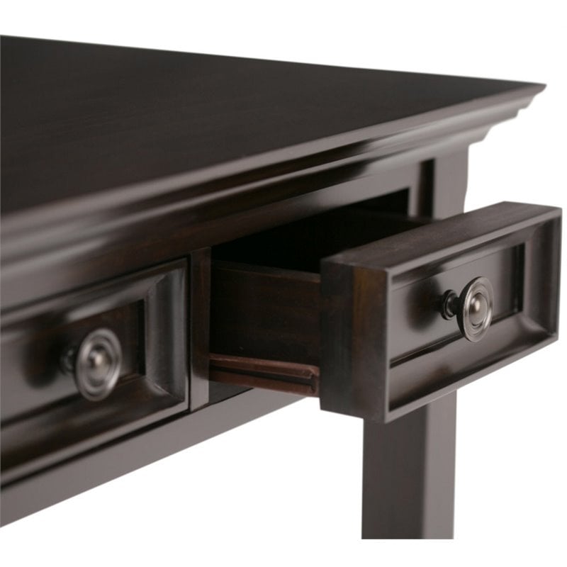 Pemberly Row Contemporary Solid Wood Desk in Hickory Brown Finish