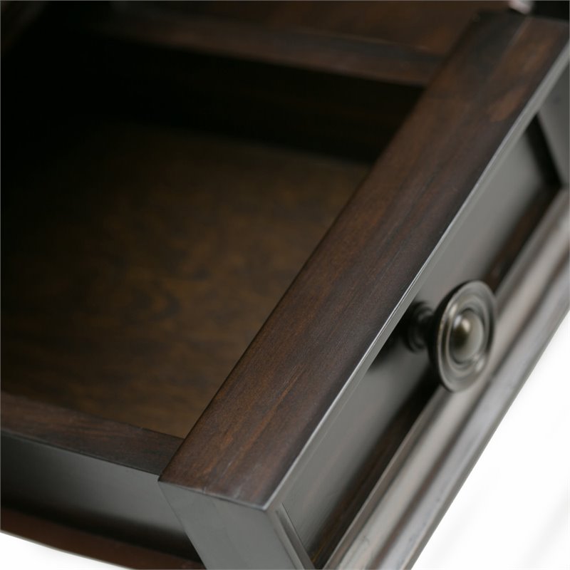 Pemberly Row Contemporary Solid Wood Desk in Hickory Brown Finish