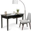 Pemberly Row Contemporary Solid Wood Desk in Hickory Brown Finish