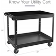 Pemberly Row 2-Shelf Contemporary Metal Utility Cart in Black