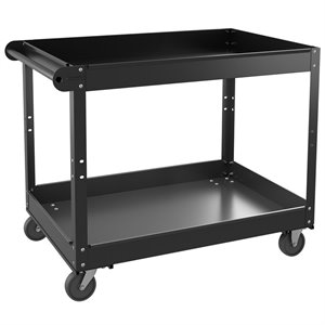 pemberly row 2-shelf contemporary metal utility cart in black
