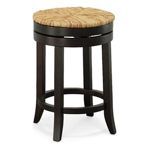 Pemberly Row Modern 24&quot Swivel Rush Seat Counter Stool in Espresso