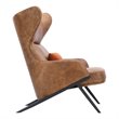 Pemberly Row Contemporary Leather Accent Chair in Brown Finish