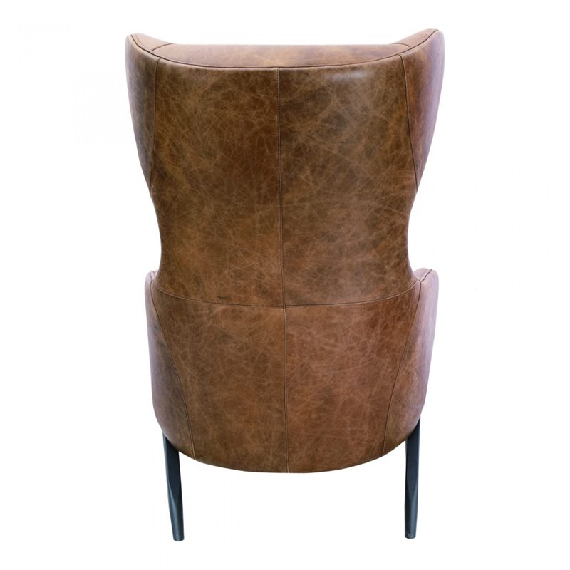 Pemberly Row Contemporary Leather Accent Chair in Brown Finish